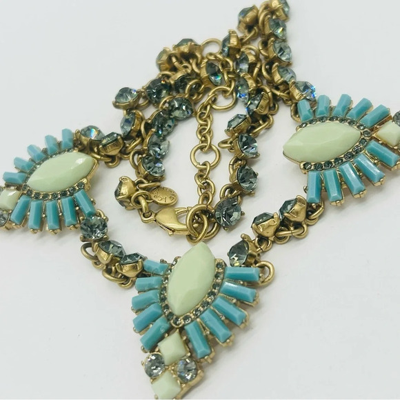 J. Crew Blue Green Jeweled Necklace NWT - Picture 2 of 3